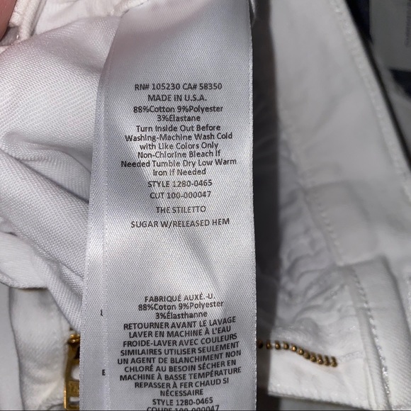 NEW Current Elliott Stiletto Jean in White Raw Hem - Picture 8 of 11